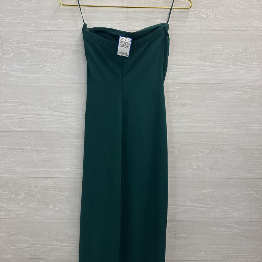 Dark Green Long Fitted Strapless Formal with Slit Small