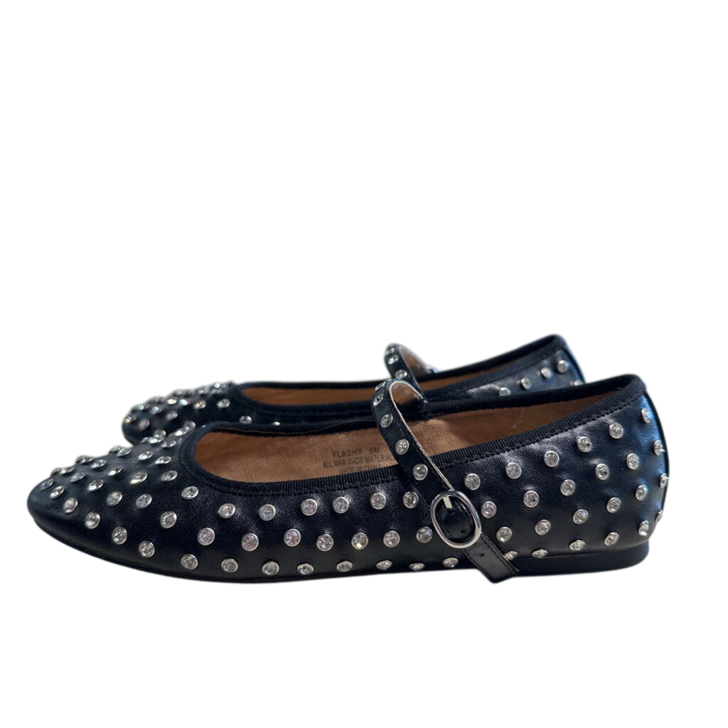 Black Rhinestone Mary Jane Flats 8.0