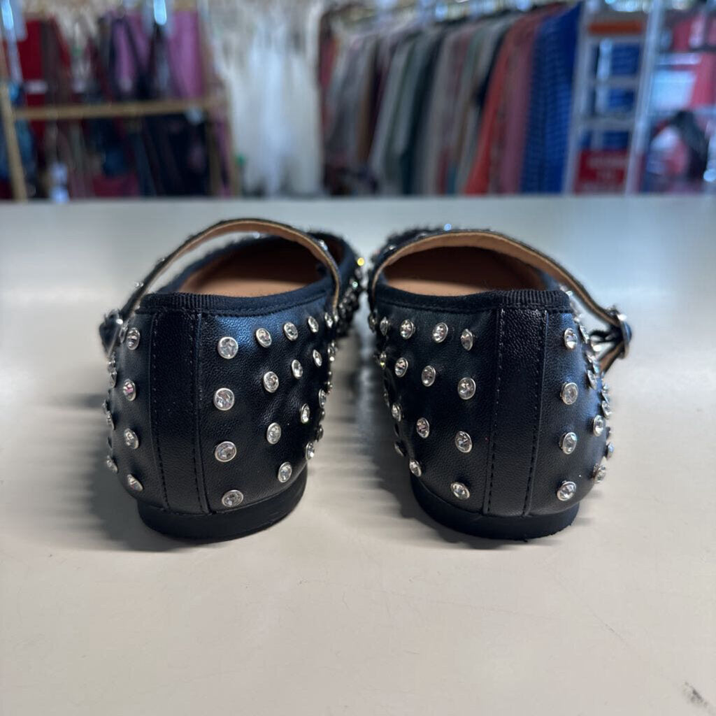 Black Rhinestone Mary Jane Flats 8.0