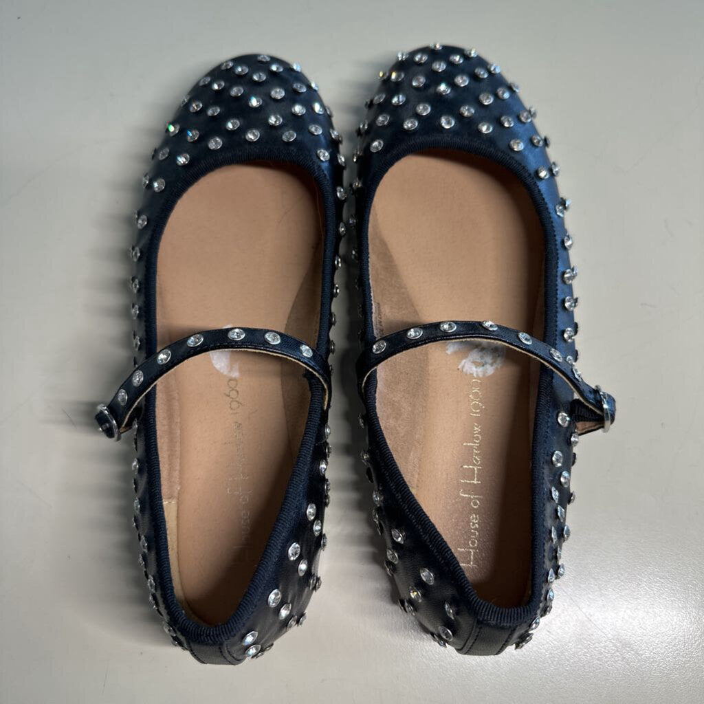 Black Rhinestone Mary Jane Flats 8.0