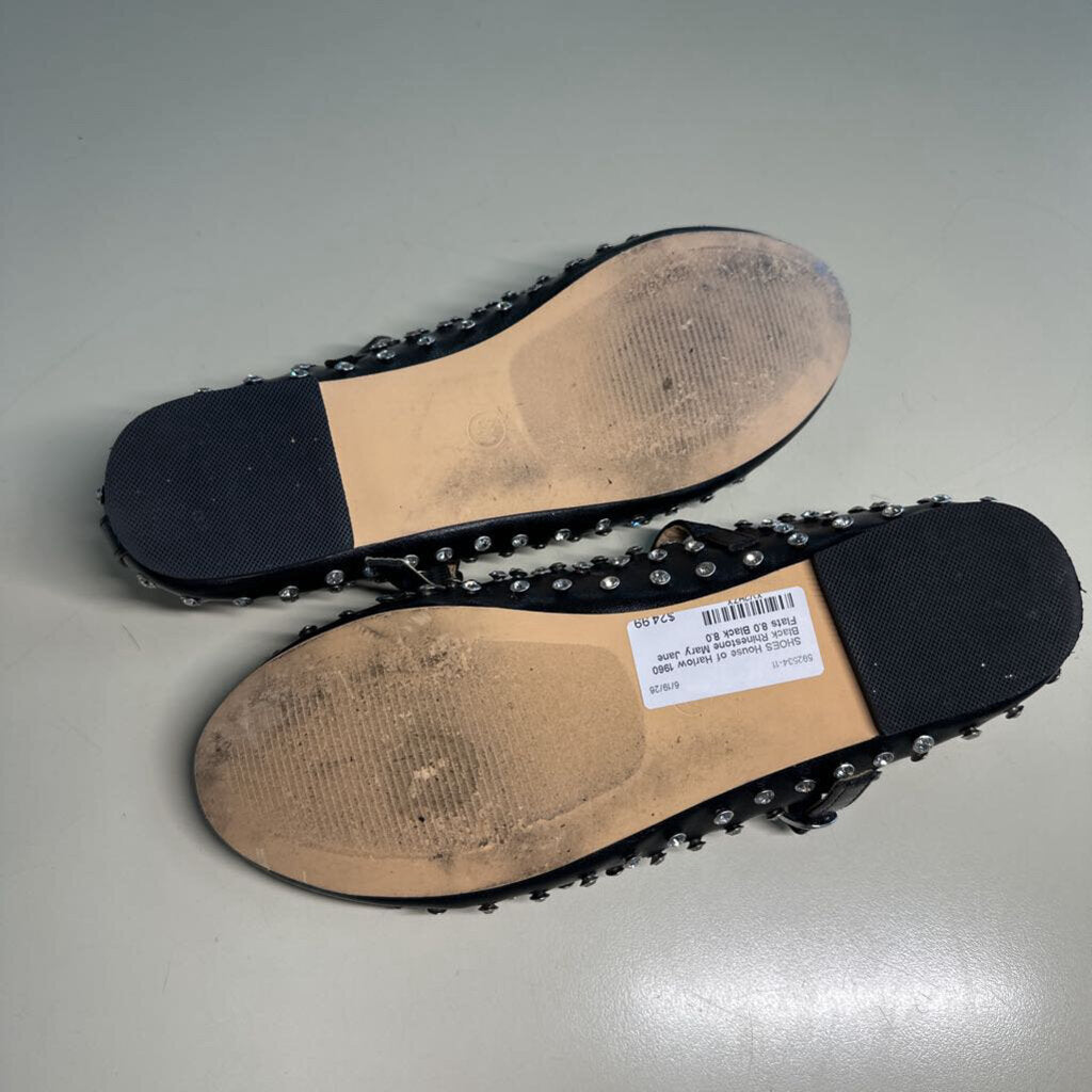 Black Rhinestone Mary Jane Flats 8.0