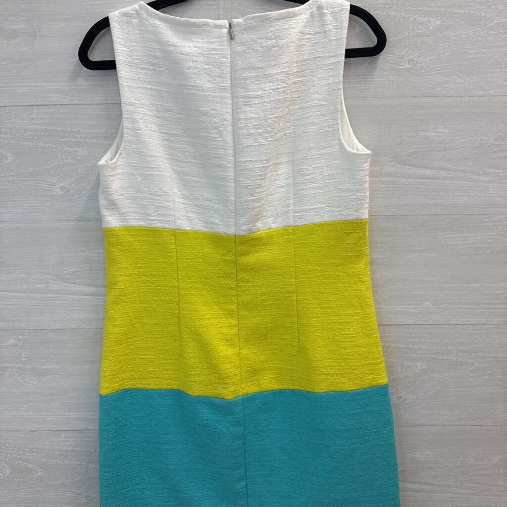 Trina Turk White/Lime/Teal Sleeveless Dress 6