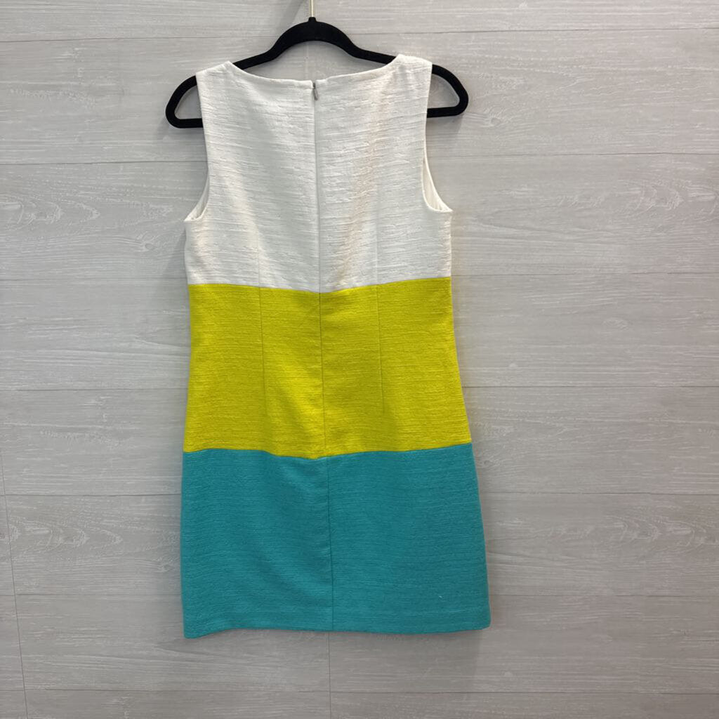 Trina Turk White/Lime/Teal Sleeveless Dress 6