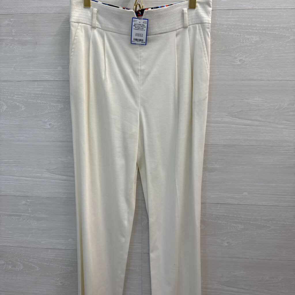 Milly Ivory Pleated Straight-Leg Trousers