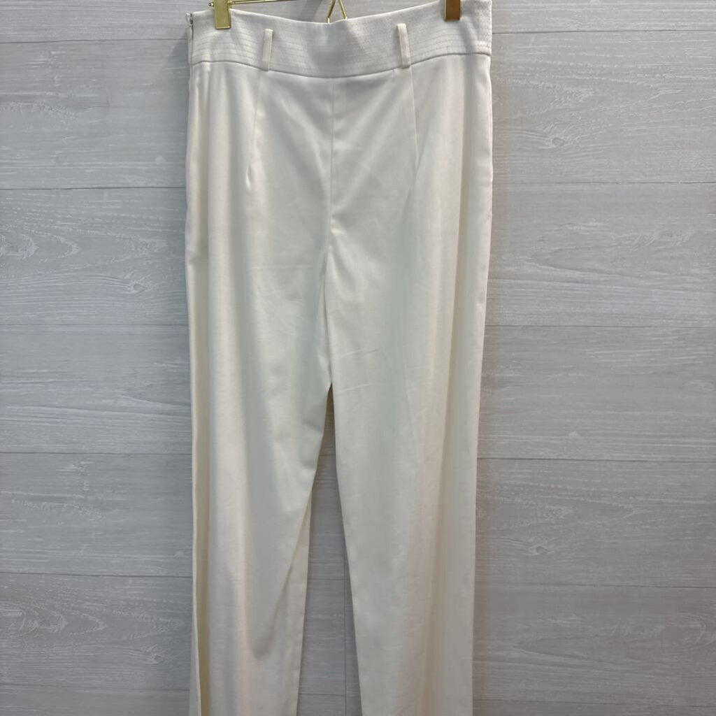 Milly Ivory Pleated Straight-Leg Trousers