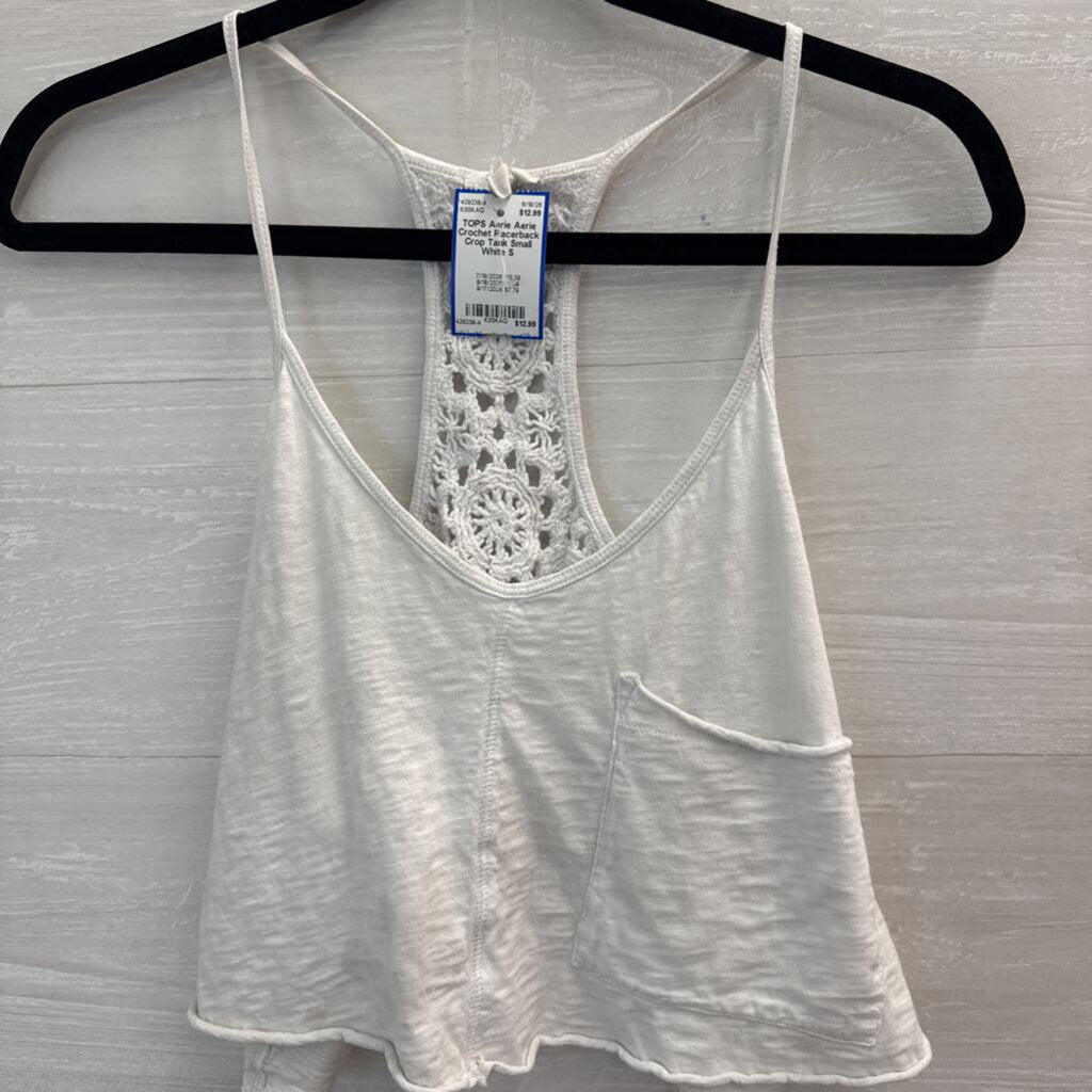 Aerie Crochet Racerback Crop Tank Small