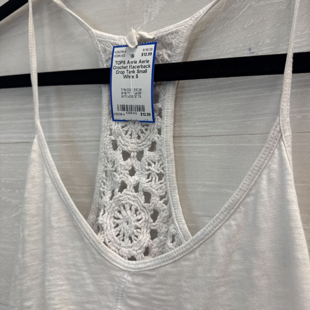 Aerie Crochet Racerback Crop Tank Small