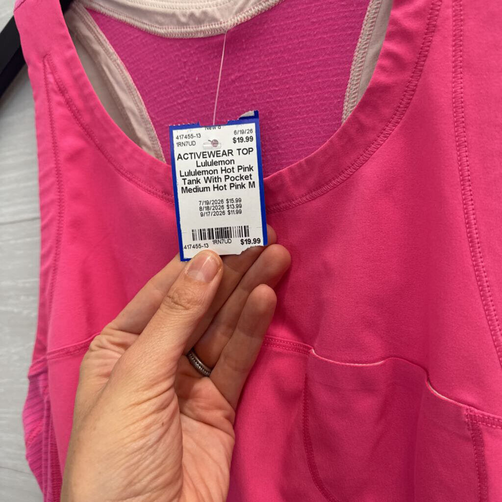Lululemon Hot Pink Tank With Pocket Medium