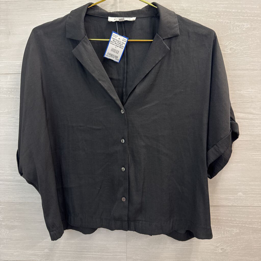 Black Collared Short Sleeve Button Down Large