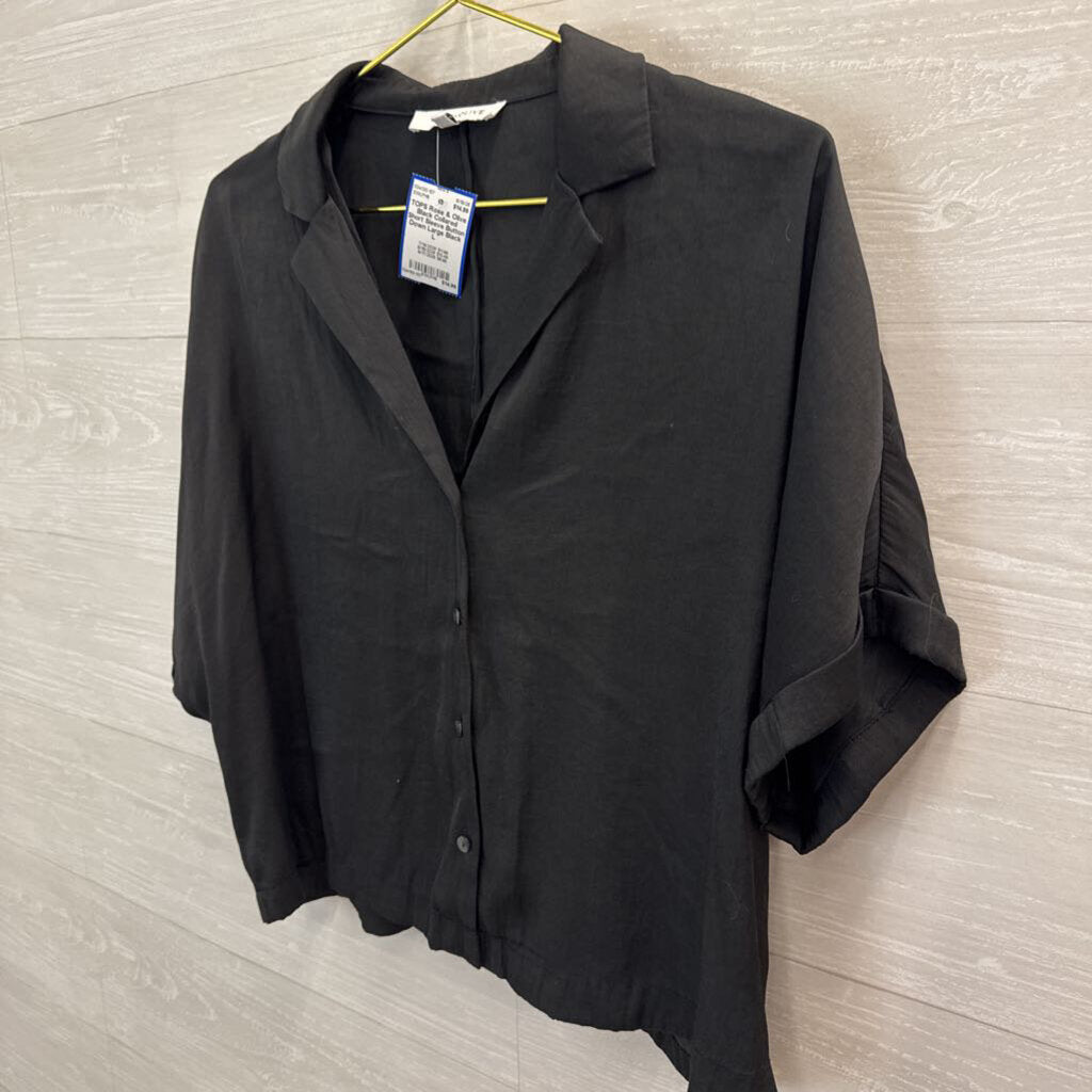 Black Collared Short Sleeve Button Down Large