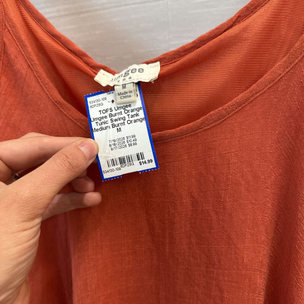 Umgee Burnt Orange Tunic Swing Tank Medium