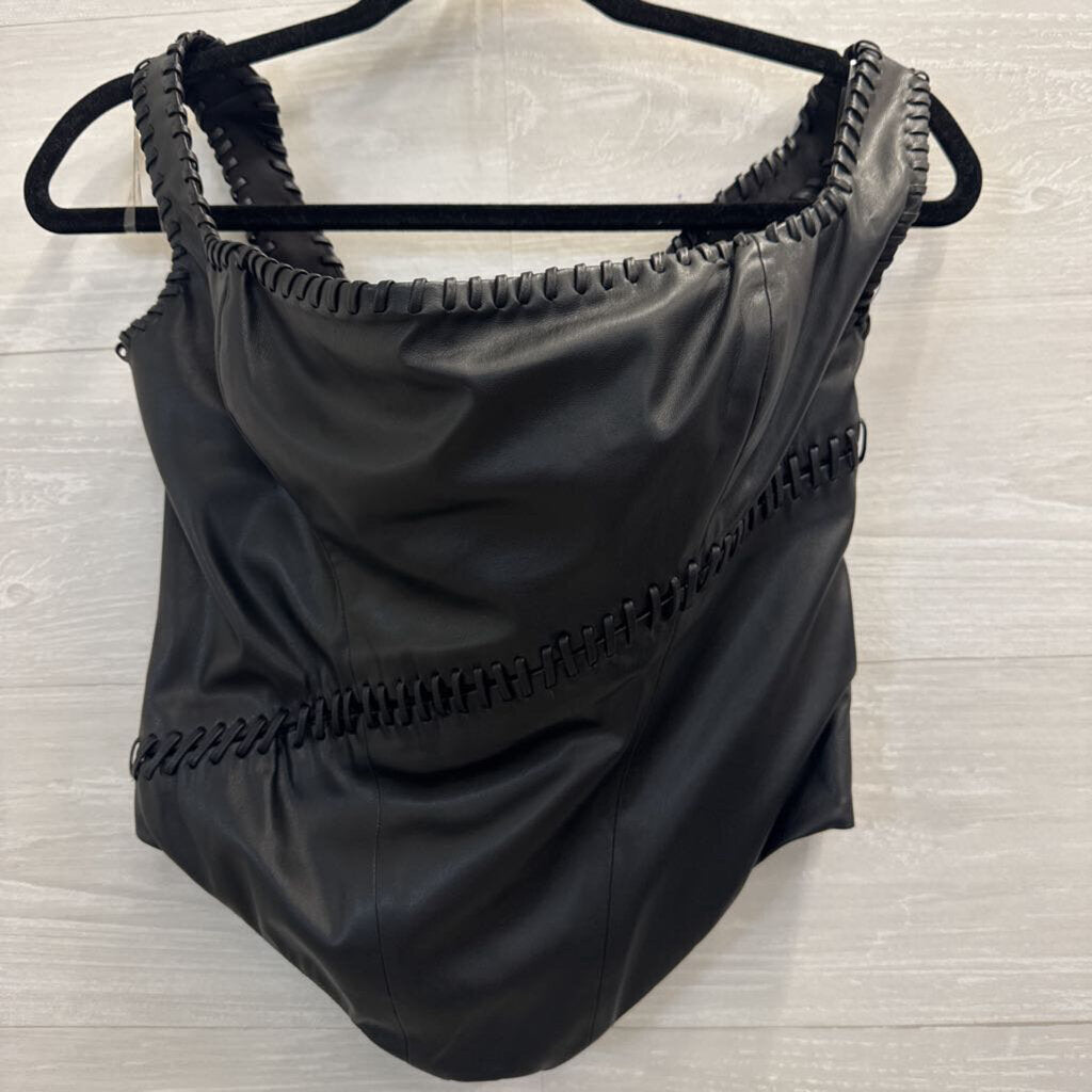 House of CB Leonie Vegan Leather Bustier Top Medium