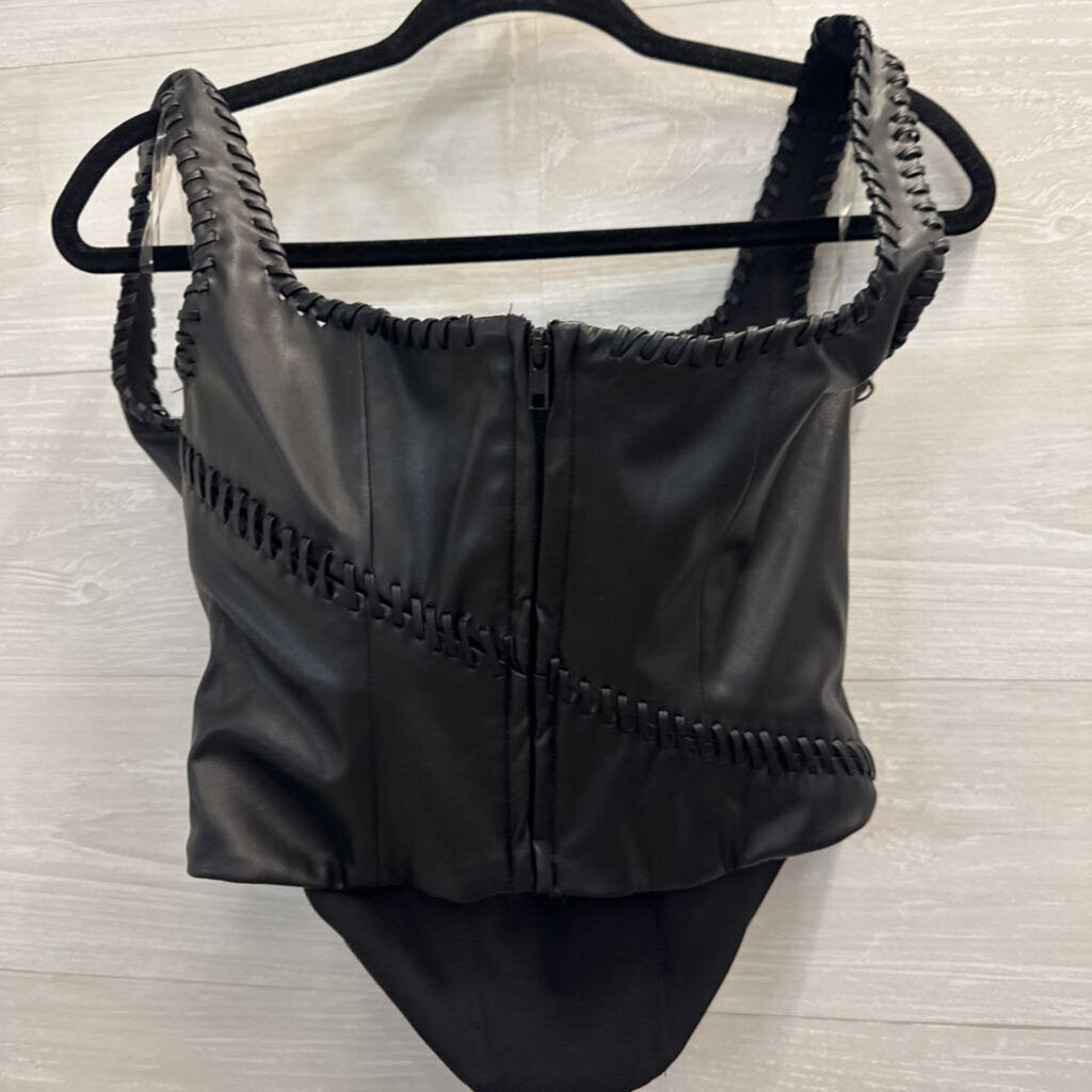 House of CB Leonie Vegan Leather Bustier Top Medium