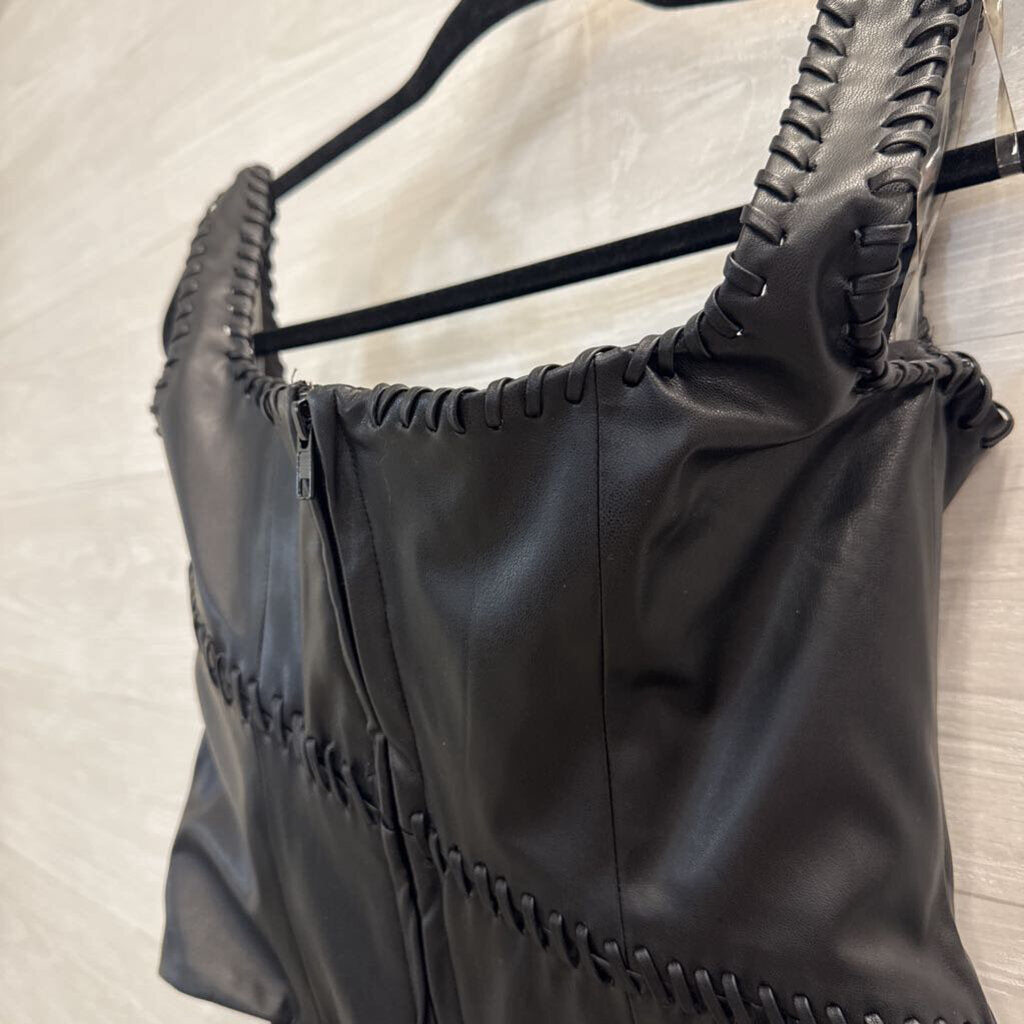 House of CB Leonie Vegan Leather Bustier Top Medium