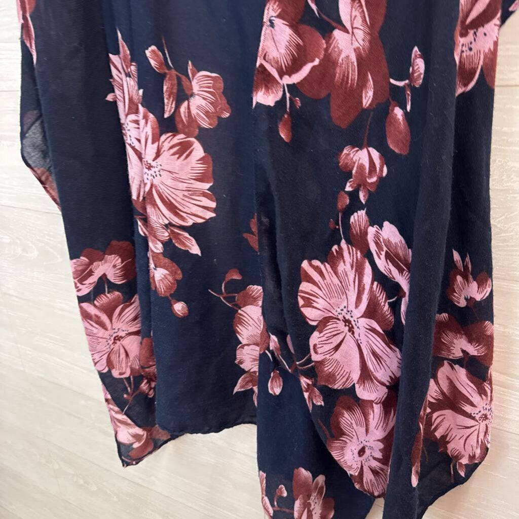 Navy/Pink/Burgundy Floral Kimono O/S