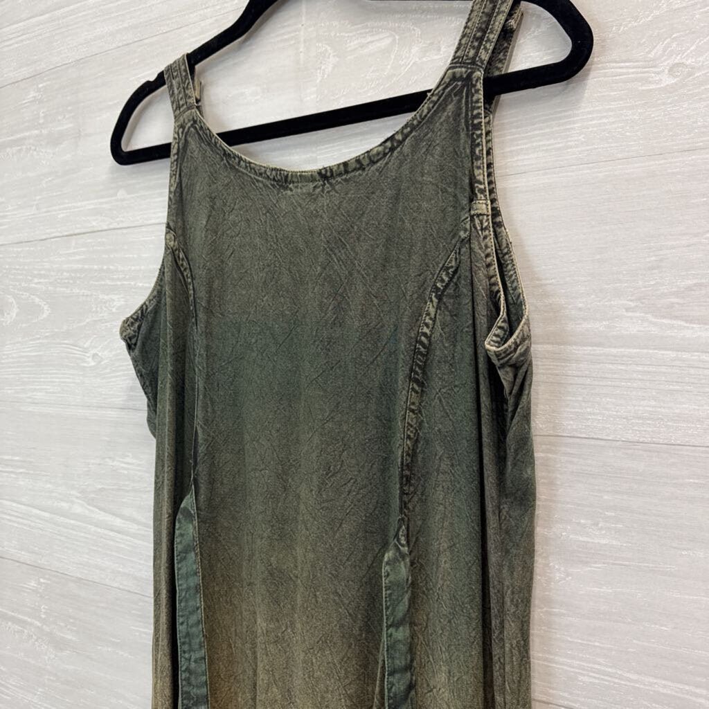 Green/Burgundy Ombre Embroidered Dress O/S