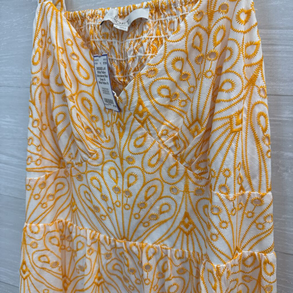 White/Yellow Embroidered Maxi Dress 14
