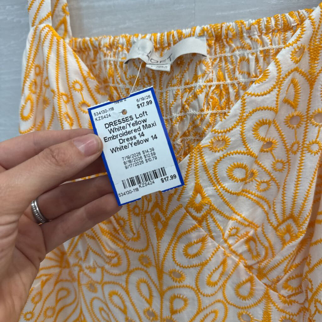 White/Yellow Embroidered Maxi Dress 14