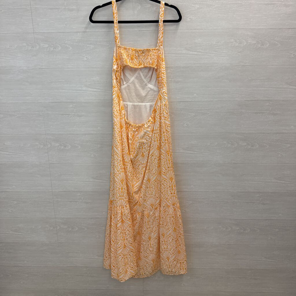 White/Yellow Embroidered Maxi Dress 14