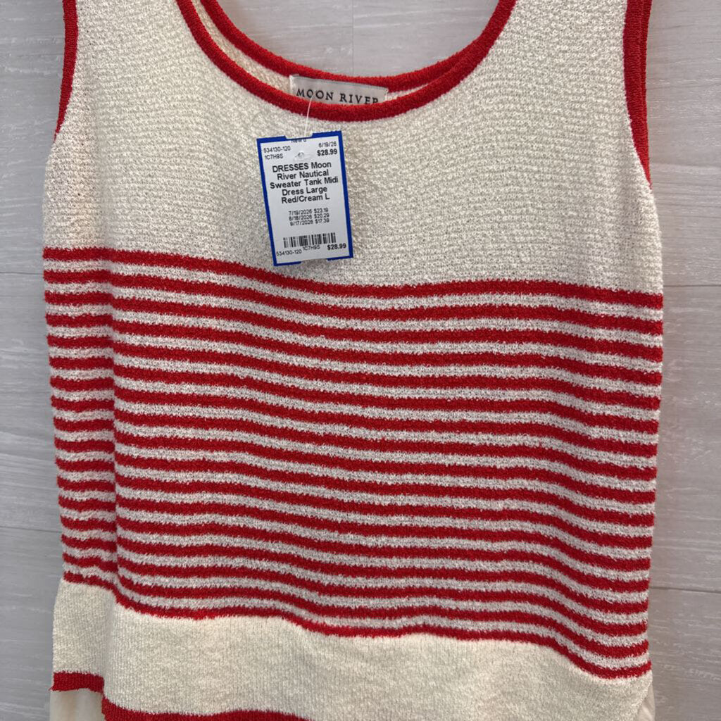 Nautical Sweater Tank Midi Dress Large