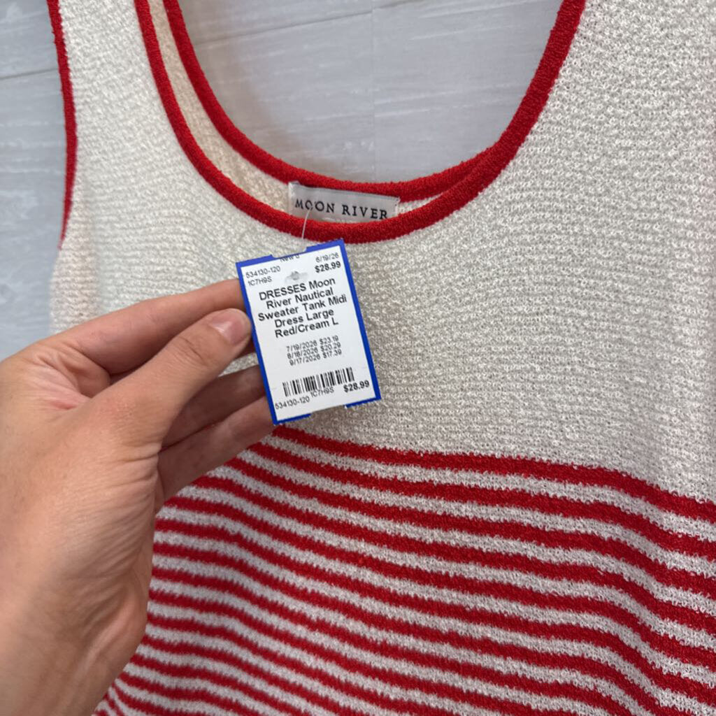 Nautical Sweater Tank Midi Dress Large