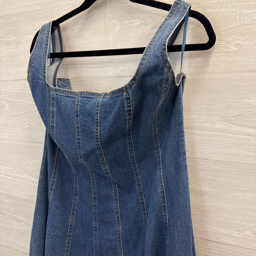 Denim Corset Midi Dress Large
