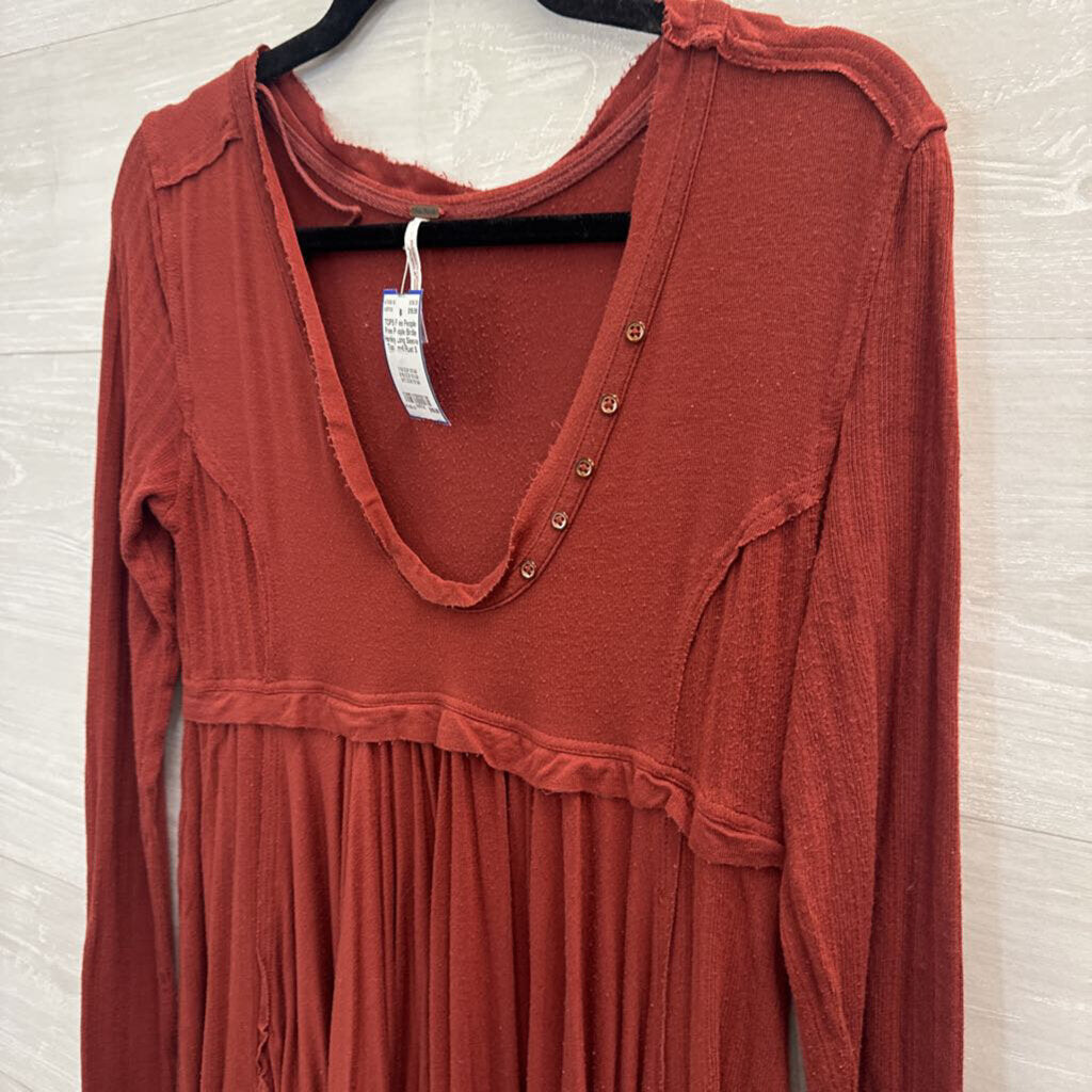 Free People Birdie Henley Long Sleeve Top Small