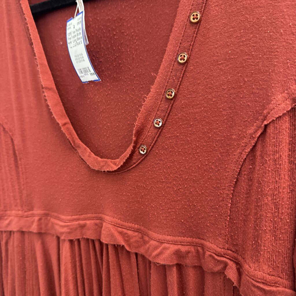 Free People Birdie Henley Long Sleeve Top Small