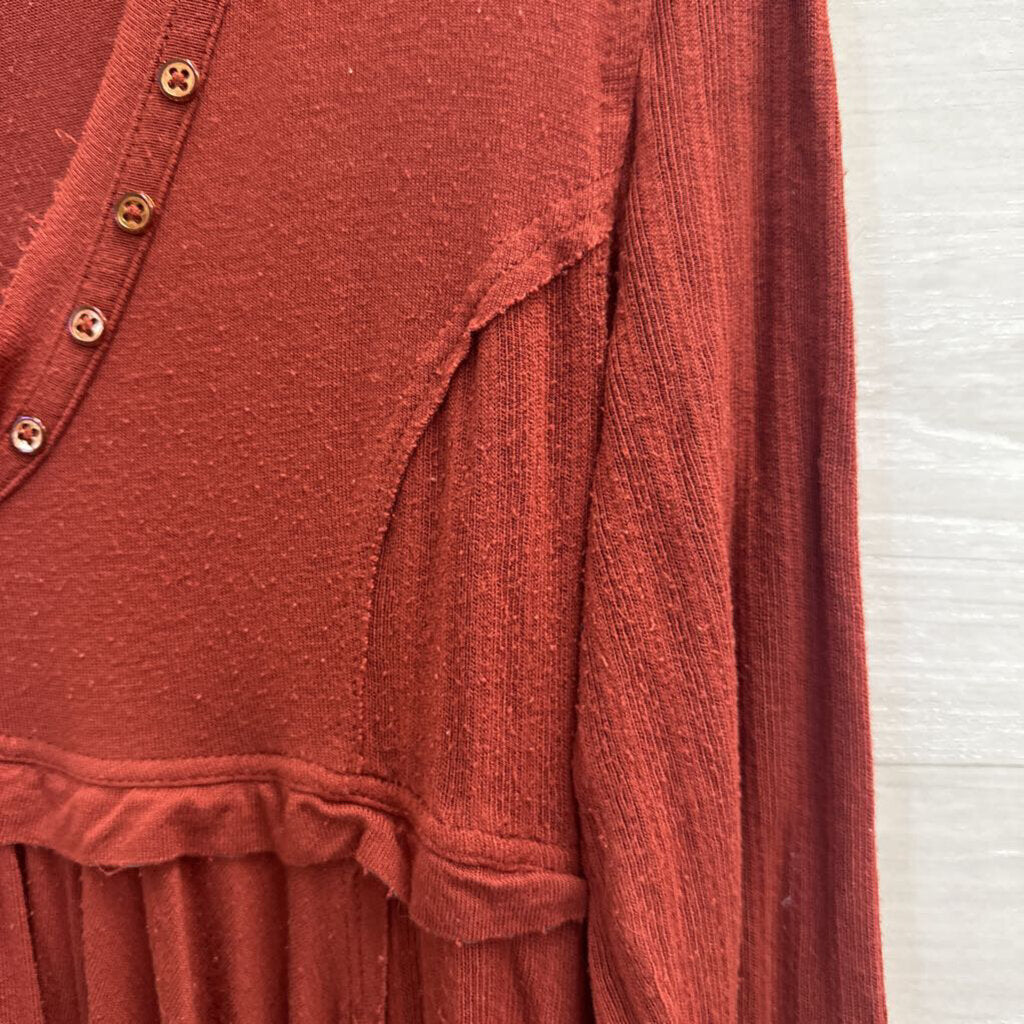 Free People Birdie Henley Long Sleeve Top Small