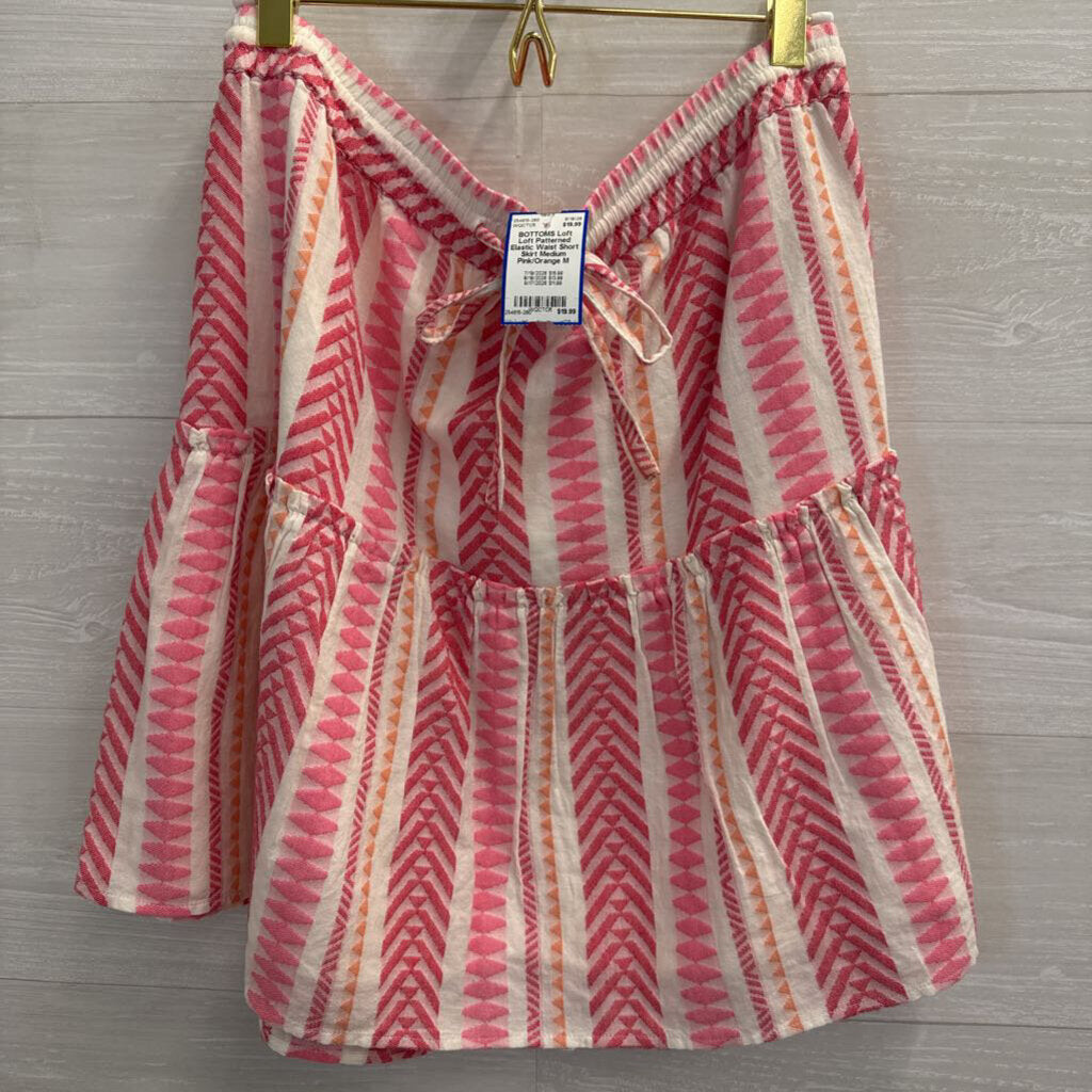 Loft Patterned Elastic Waist Short Skirt Medium