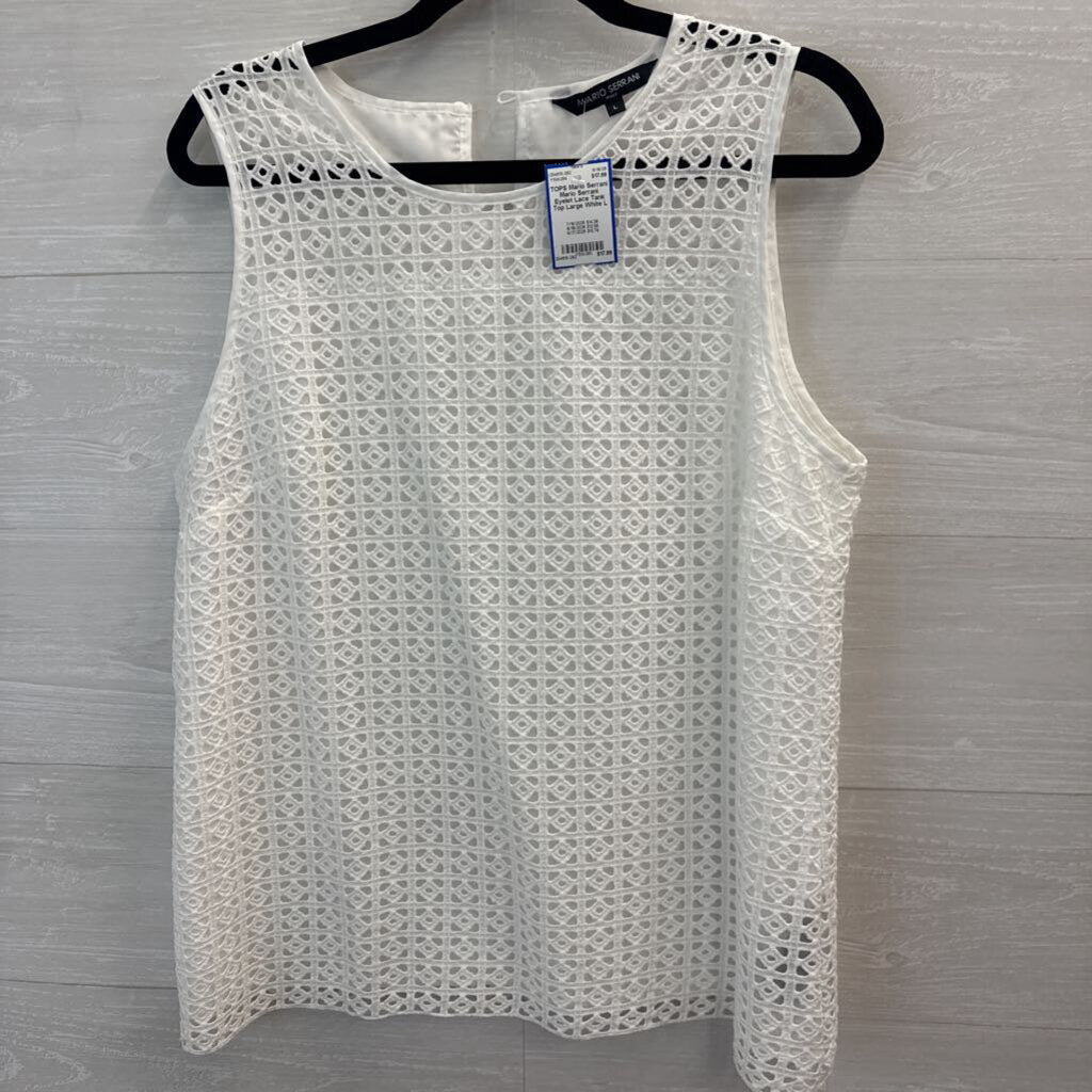 Mario Serrani Eyelet Lace Tank Top Large