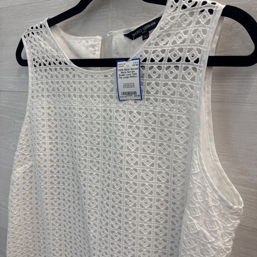 Mario Serrani Eyelet Lace Tank Top Large