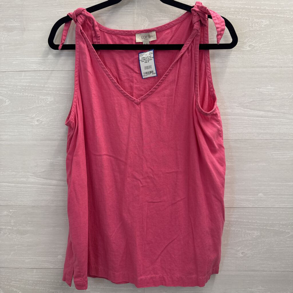 Loft Linen Blend Tie Strap Tank Top Medium