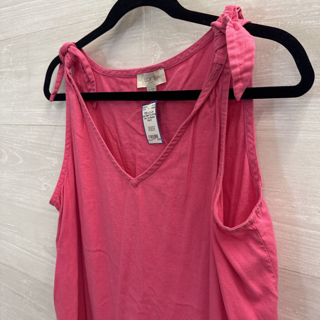 Loft Linen Blend Tie Strap Tank Top Medium