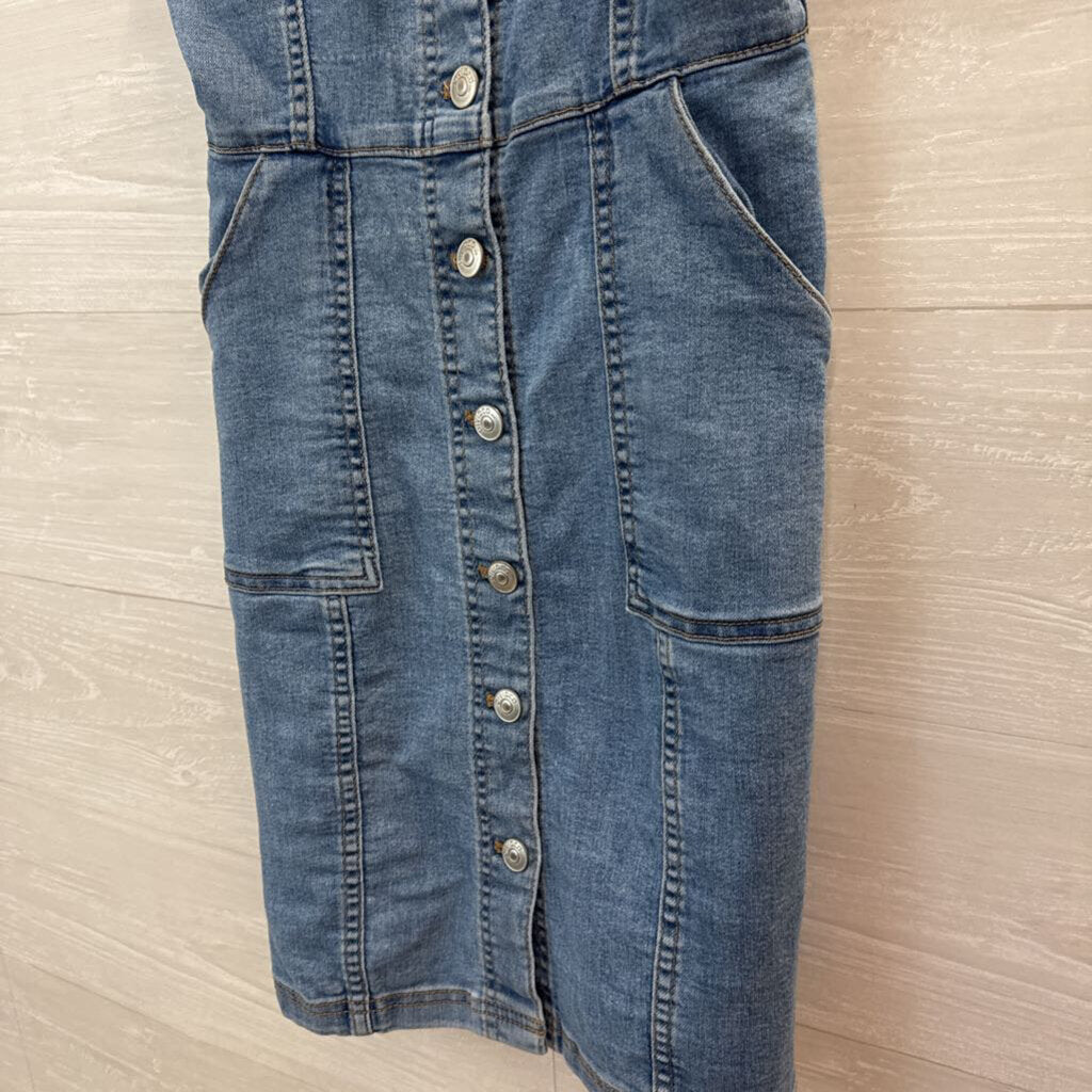 Divided Button Up Denim Dress XXS