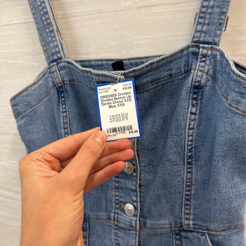 Divided Button Up Denim Dress XXS