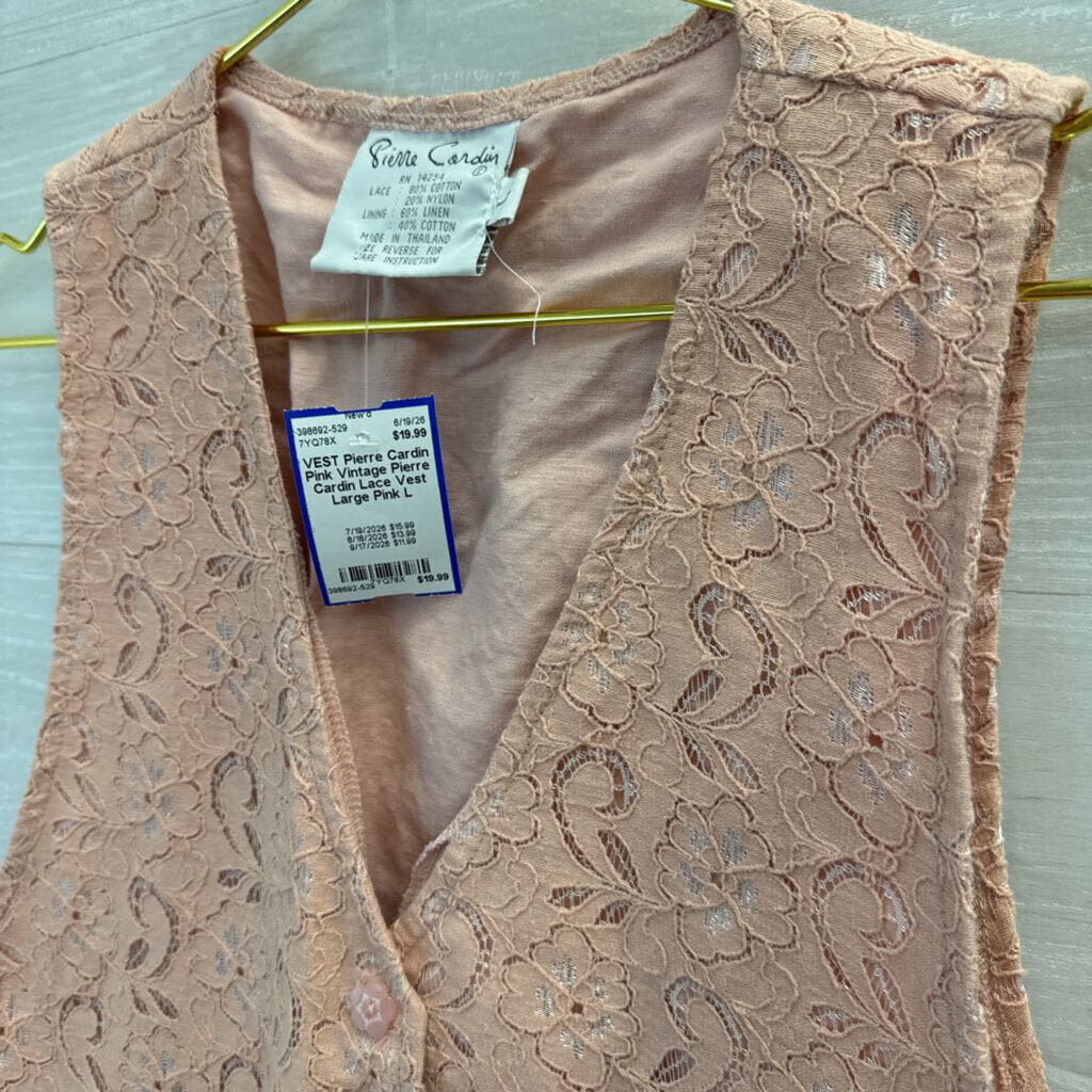 Pink Vintage Pierre Cardin Lace Vest Large