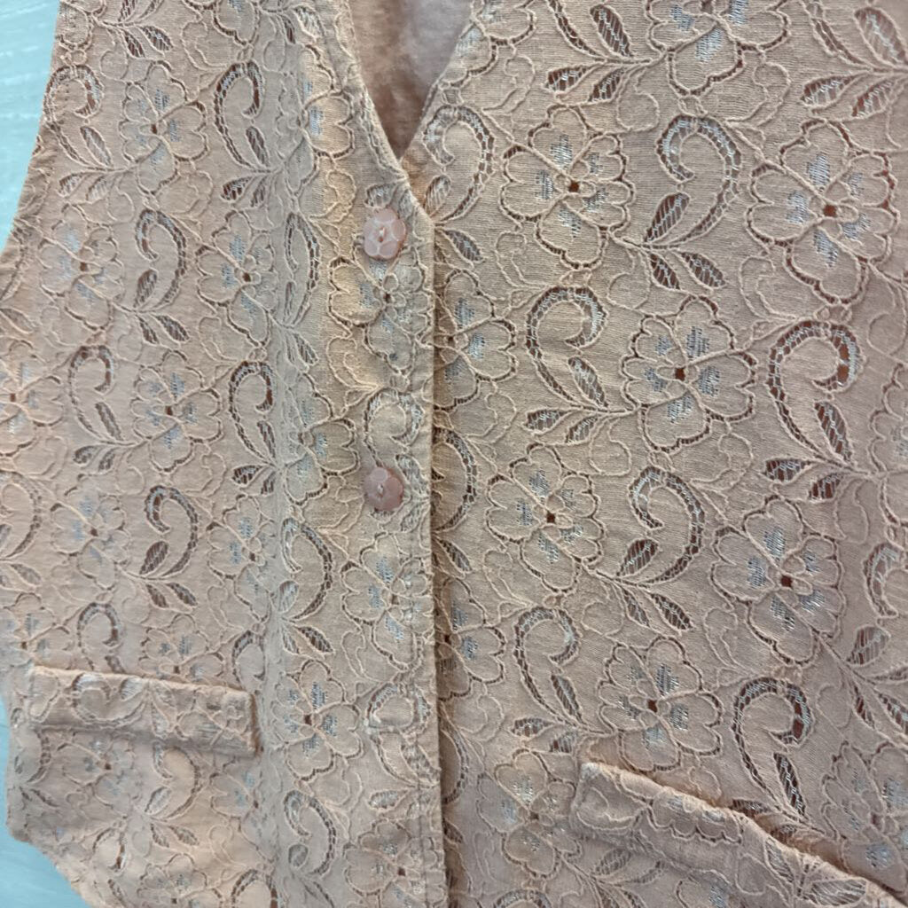 Pink Vintage Pierre Cardin Lace Vest Large