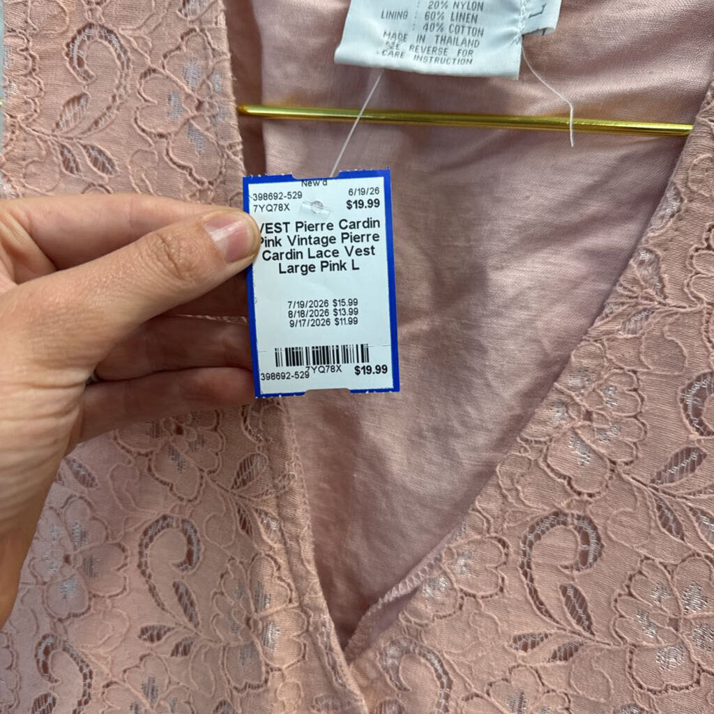 Pink Vintage Pierre Cardin Lace Vest Large