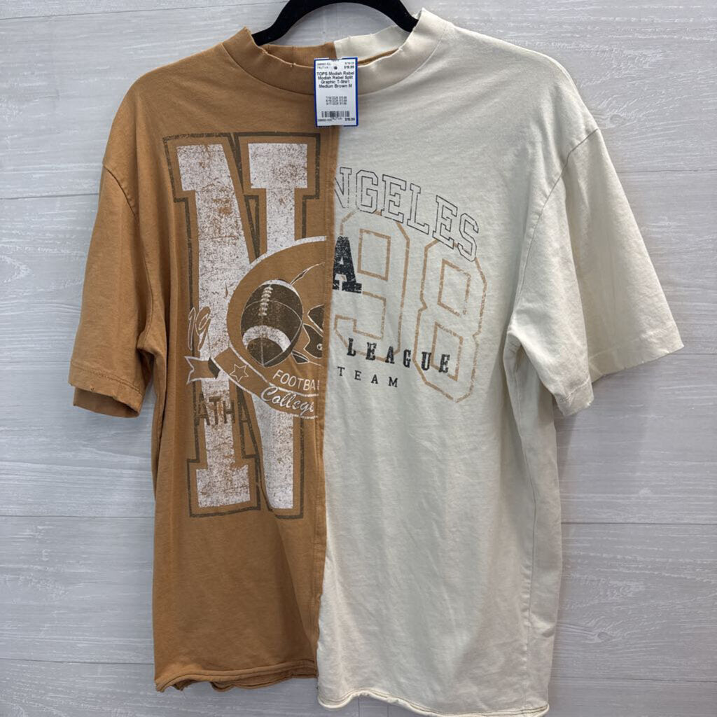 Modish Rebel Split Graphic T-Shirt Medium