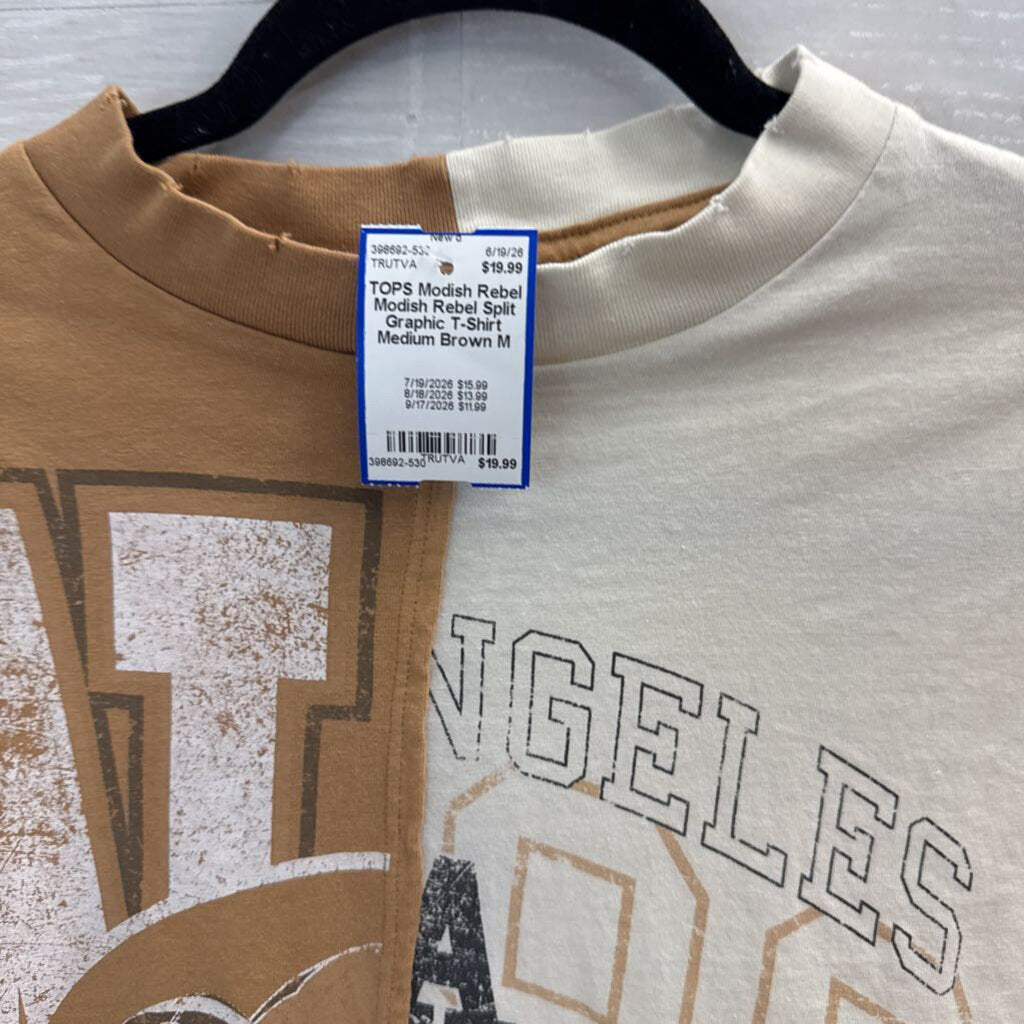 Modish Rebel Split Graphic T-Shirt Medium