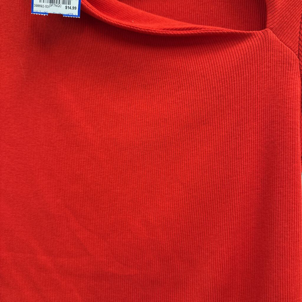 Zara Asymmetrical Neckline Ribbed Top Large