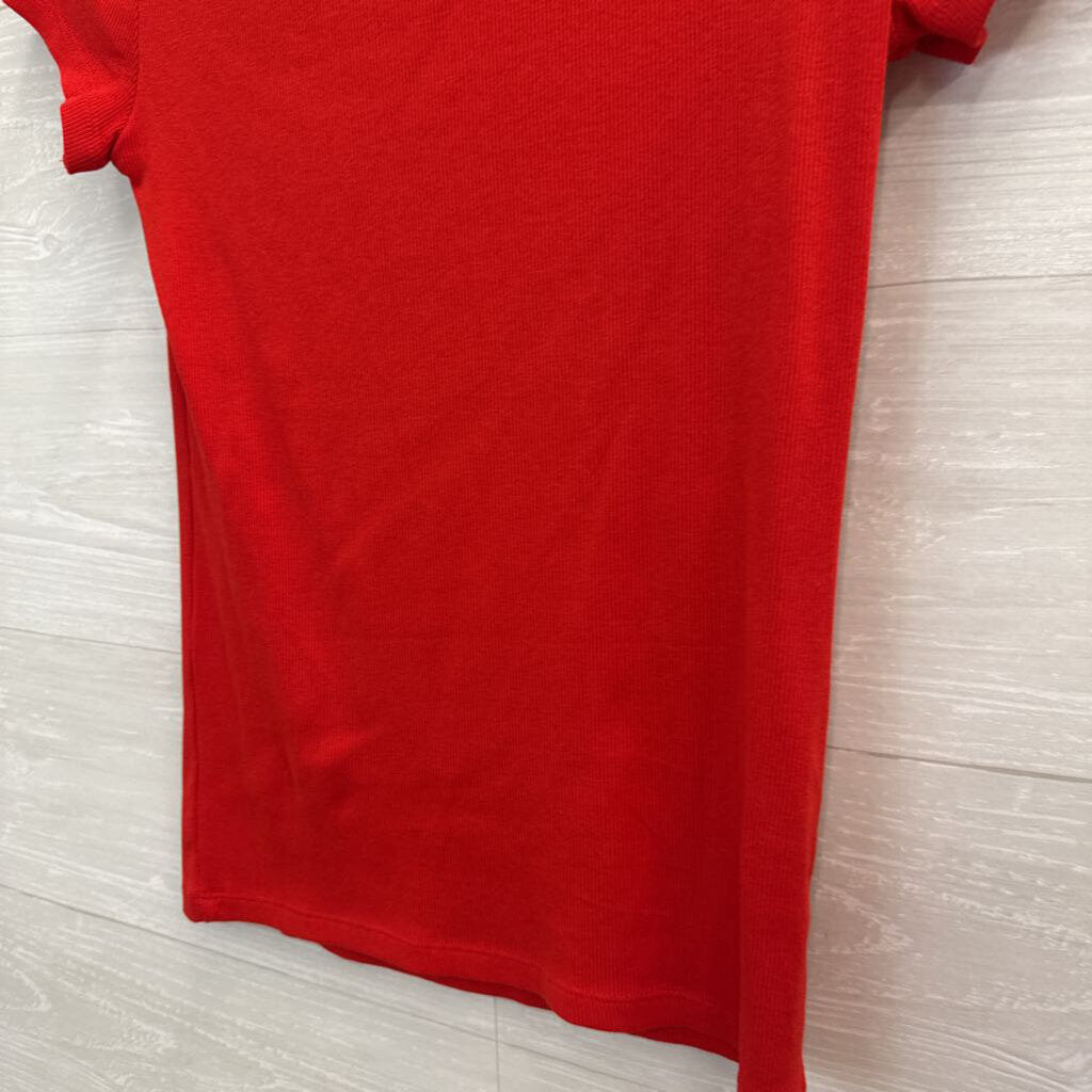 Zara Asymmetrical Neckline Ribbed Top Large