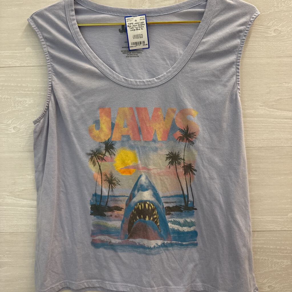 Light Blue Jaws Graphic Tank Top Extra Large