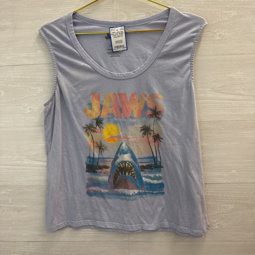 Light Blue Jaws Graphic Tank Top Extra Large