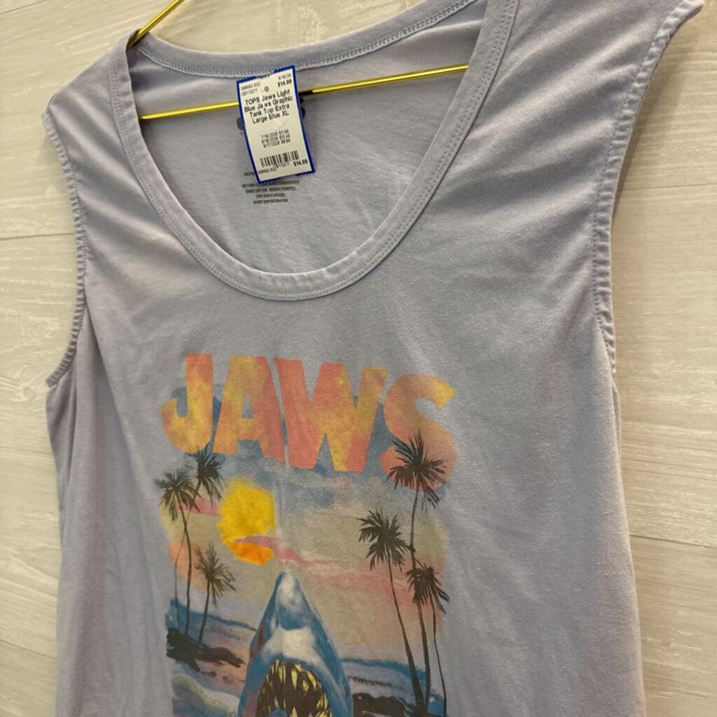 Light Blue Jaws Graphic Tank Top Extra Large