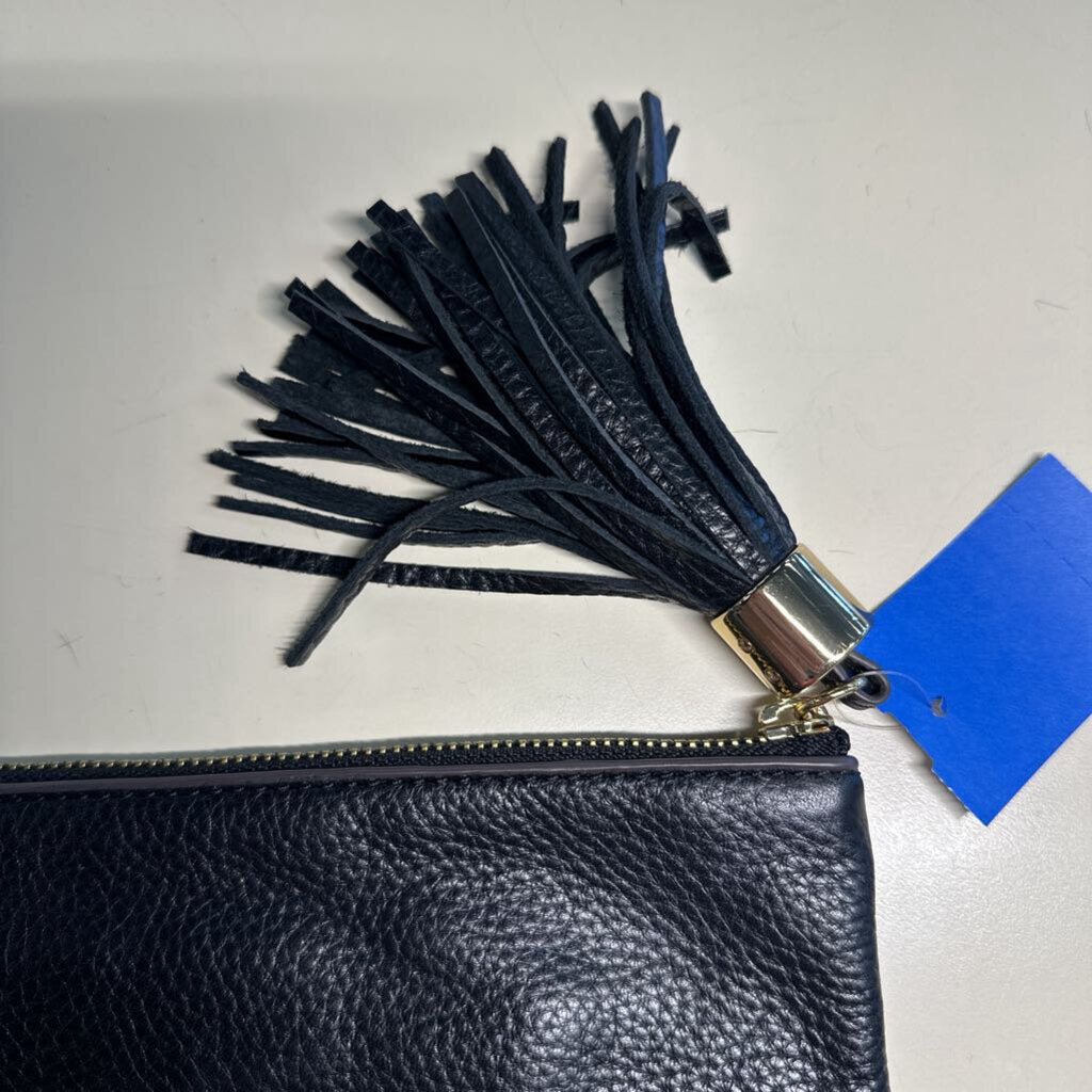 G.I.L.I. Pebbled Leather Tassel Clutch Bag