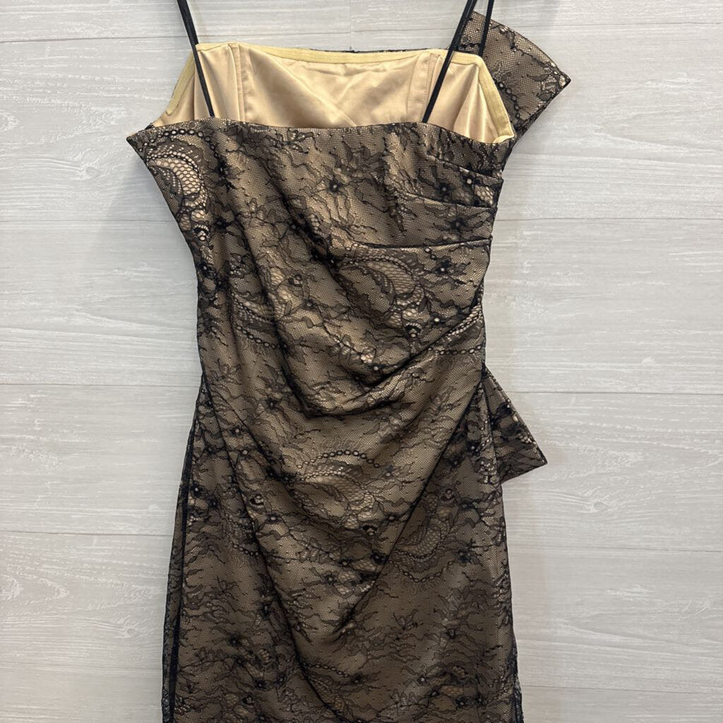 ABS Black Lace Detail Short Formal Dress 8