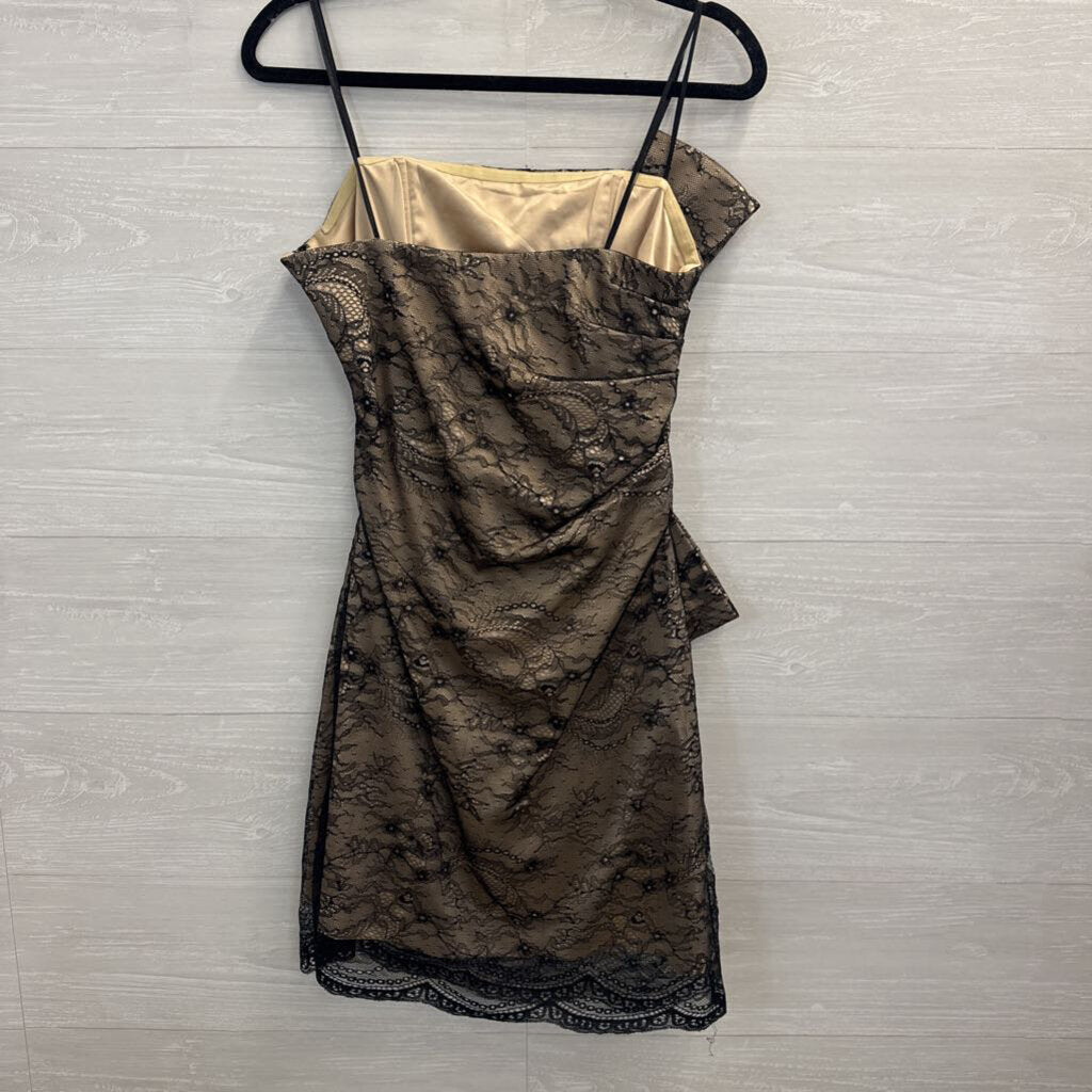 ABS Black Lace Detail Short Formal Dress 8
