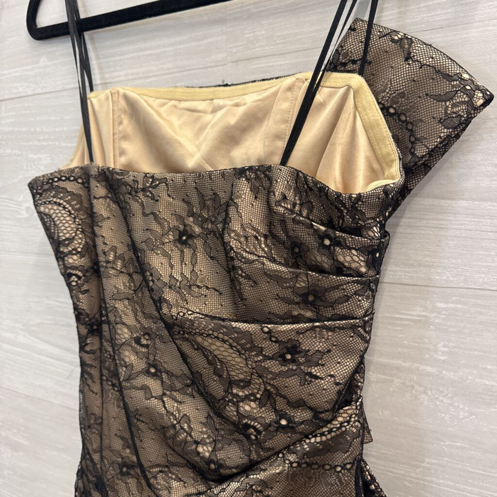 ABS Black Lace Detail Short Formal Dress 8
